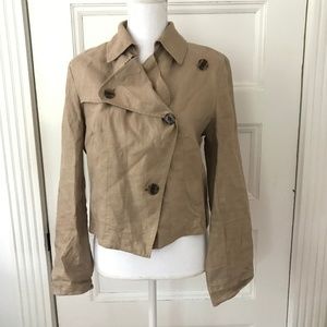 Alfani Gold Metallic Linen Crop Jacket